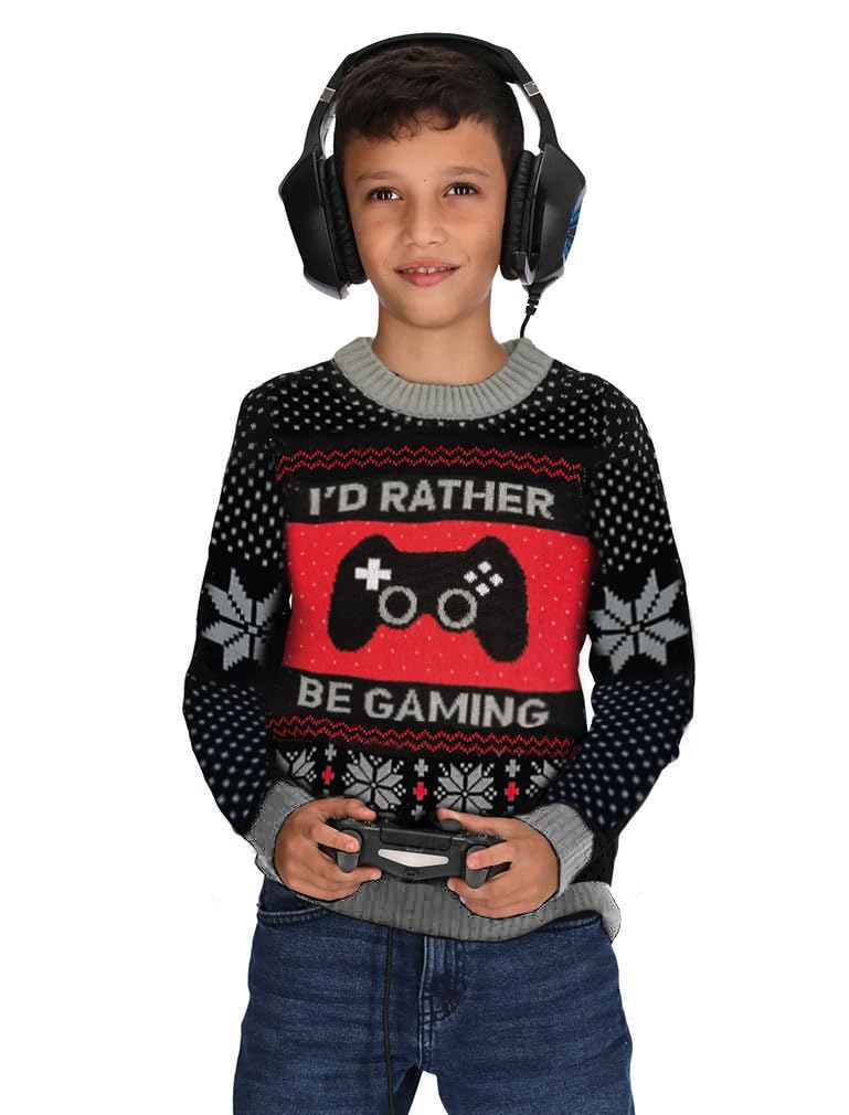 Tstars I Paused My Game to Be Here Kids Christmas Sweater - Funny Gamer Holiday Sweatshirt for Boys & Youth Gamers