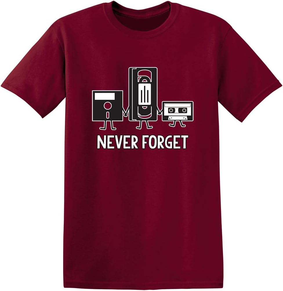 Never Forget Mens Cassette Tape VHS Music Old School Mens Retro Funny T Shirt