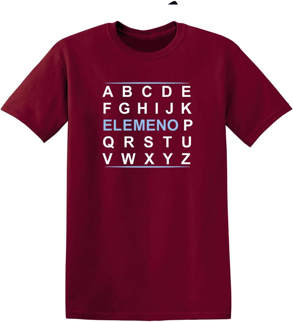 A B C D Elemeno Funny Graphic Tee | Hilarious Novelty Shirt USA Made | Funny Shirts for Men Comfortable Casual Men’s T Shirts