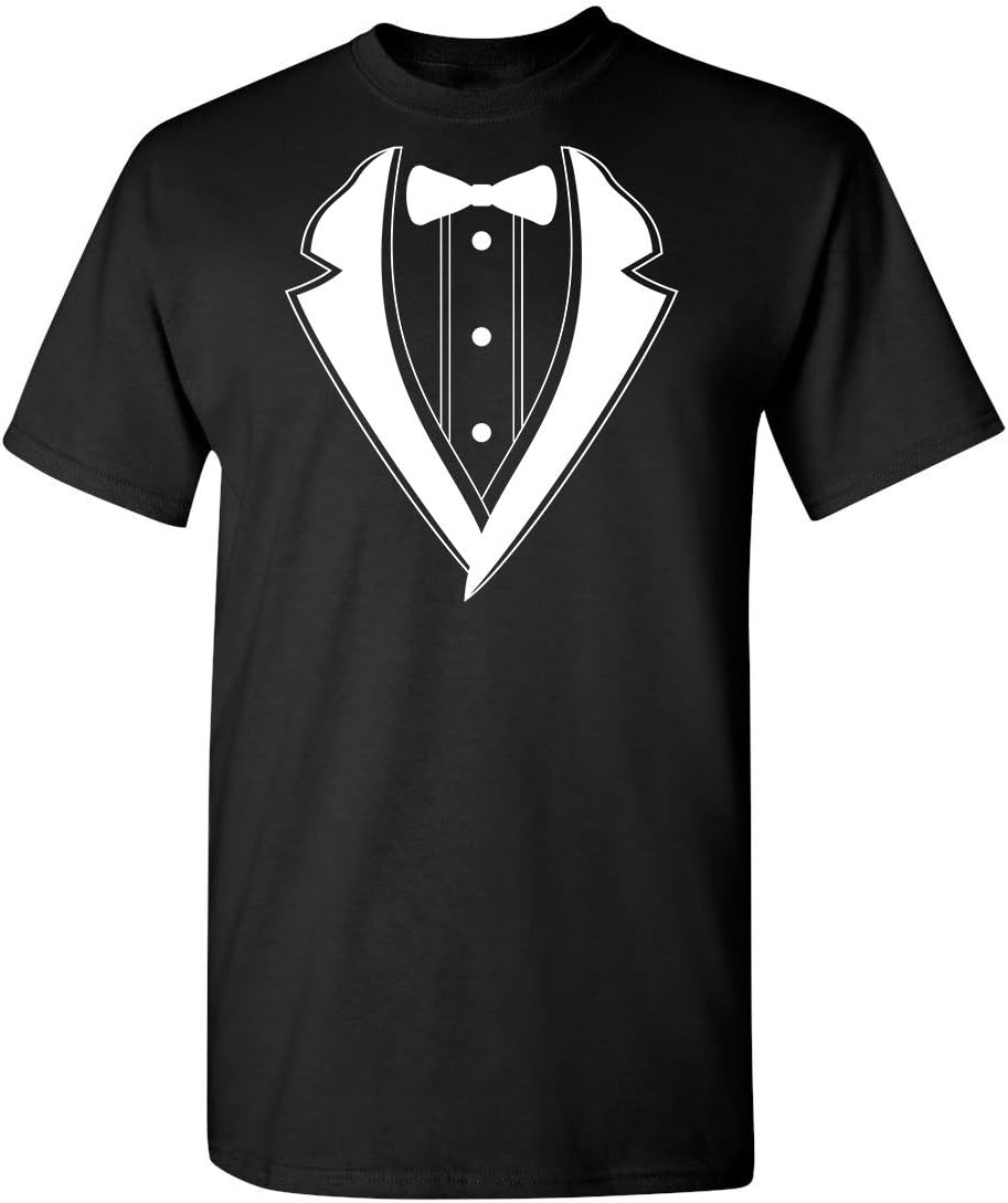 Tuxedo Shirts for Men Novelty Graphic Funny Formal Classic Black White Tux Print Casual Wedding Bachelor Prom T-Shirt