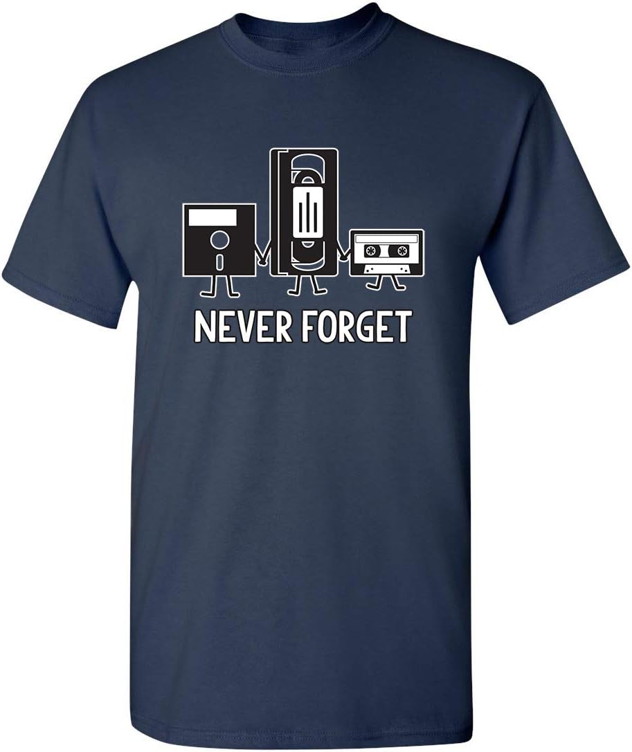 Never Forget Mens Cassette Tape VHS Music Old School Mens Retro Funny T Shirt