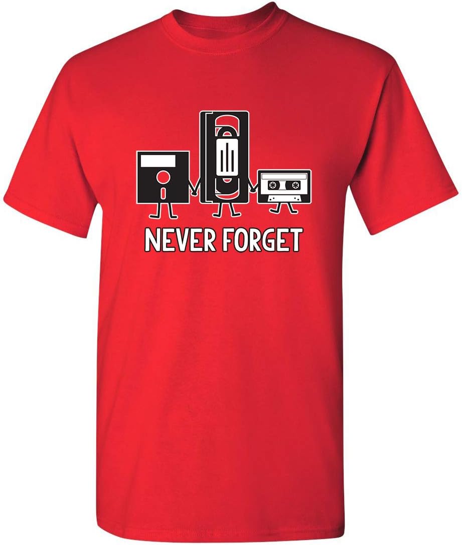 Never Forget Mens Cassette Tape VHS Music Old School Mens Retro Funny T Shirt