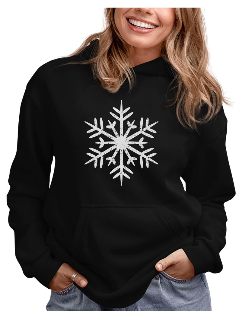 Tstars Holiday Snowflake Hoodie for Women - Festive Christmas Pullover Sweatshirt for Teen Girls & Winter Outfits