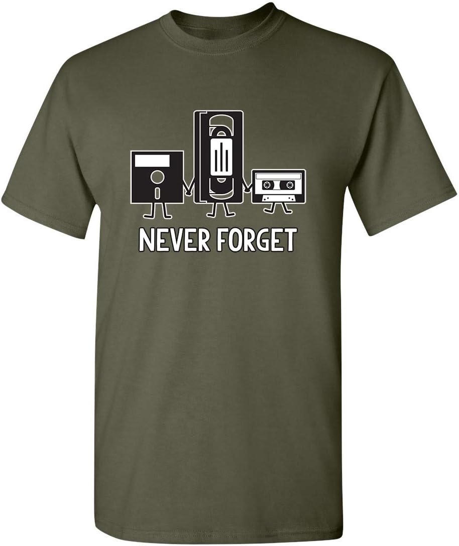 Never Forget Mens Cassette Tape VHS Music Old School Mens Retro Funny T Shirt
