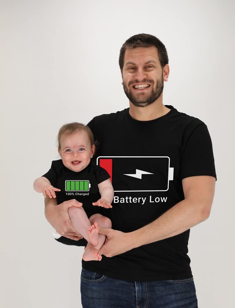 Tstars Matching Family Shirts - Funny Low Battery and Full Charge Set for Mom, Dad, and Baby - Gift for New Parents