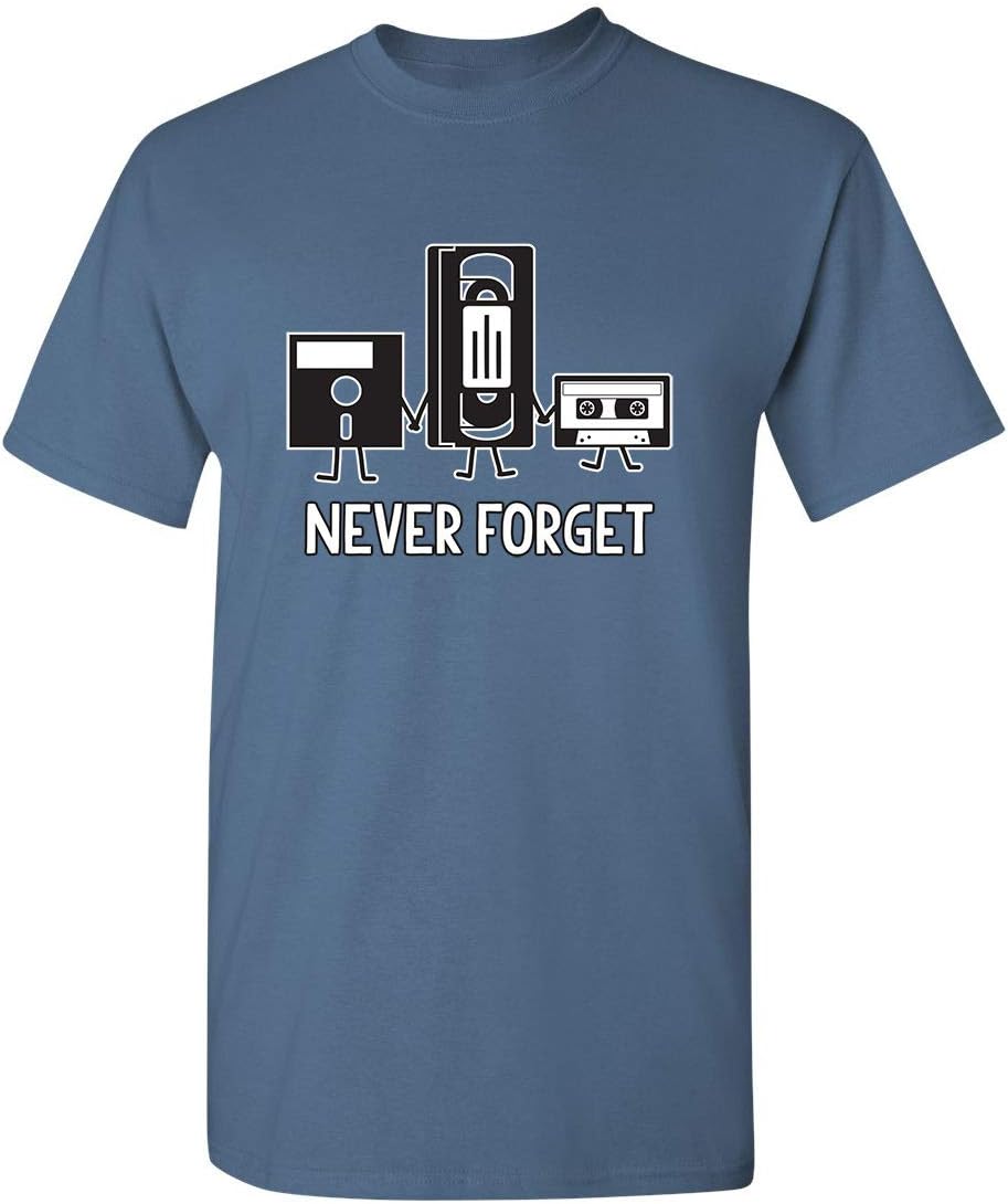 Never Forget Mens Cassette Tape VHS Music Old School Mens Retro Funny T Shirt