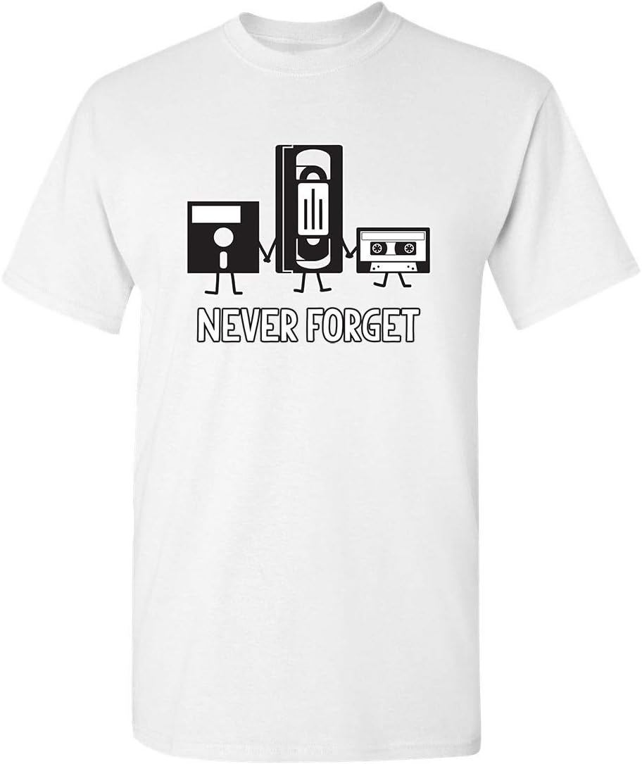 Never Forget Mens Cassette Tape VHS Music Old School Mens Retro Funny T Shirt