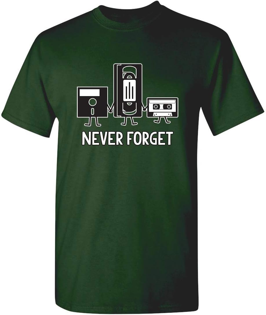 Never Forget Mens Cassette Tape VHS Music Old School Mens Retro Funny T Shirt