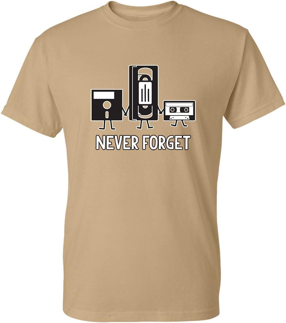 Never Forget Mens Cassette Tape VHS Music Old School Mens Retro Funny T Shirt
