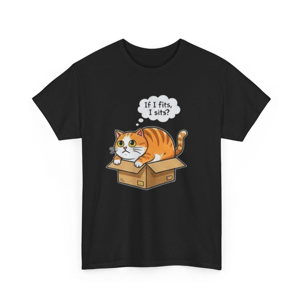 Cat T-Shirt – "If I fits, I sits" Cute Orange Cat in Box Tee