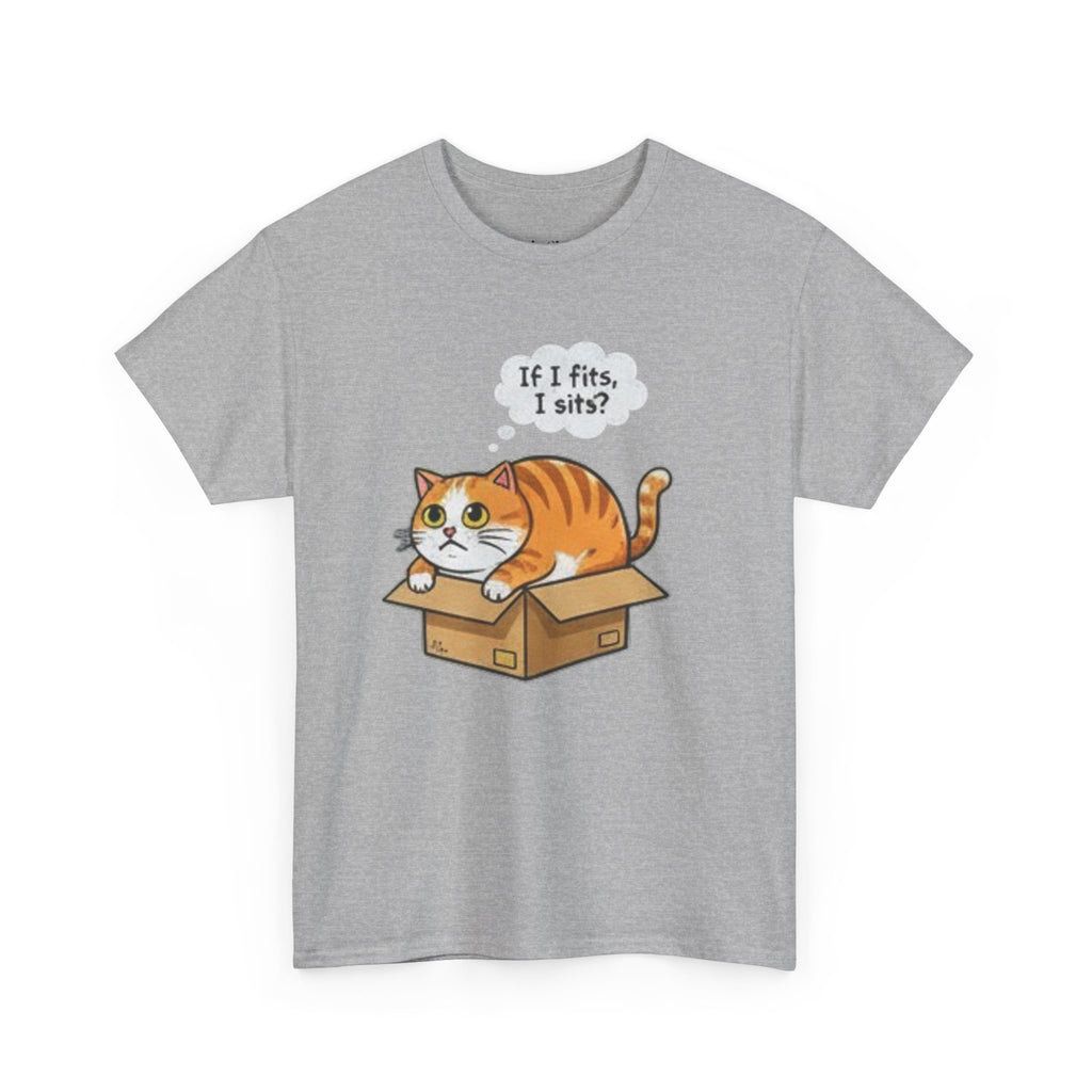 Cat T-Shirt – "If I fits, I sits" Cute Orange Cat in Box Tee