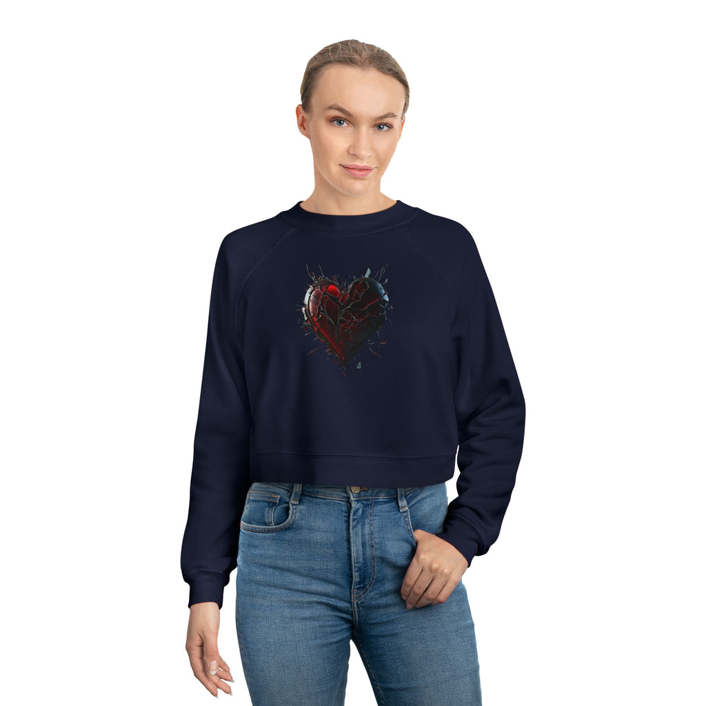 Cropped Pullover — Distressed Red Heart Graphic