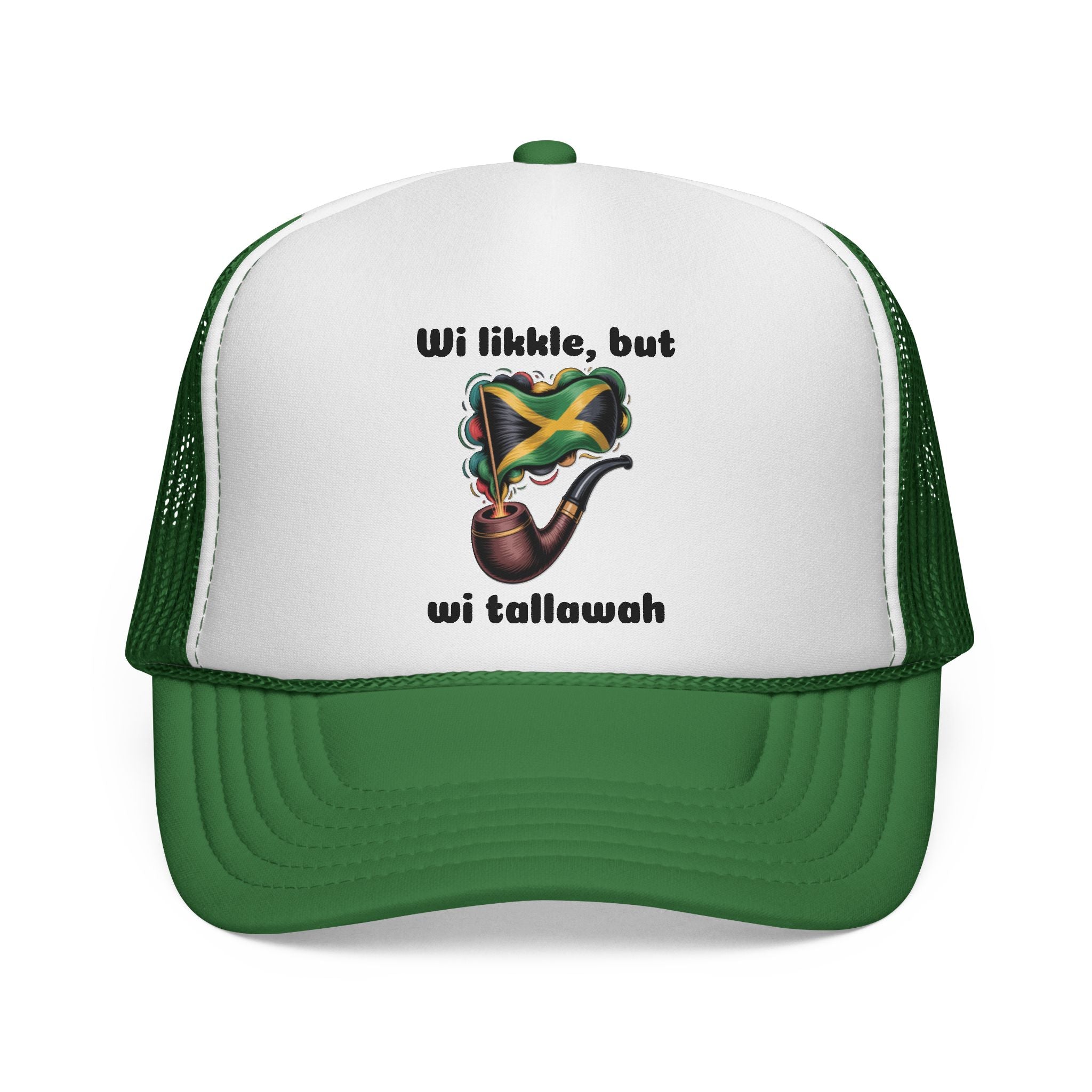 Trucker Cap — 'Wi likkle, but wi tallawah' Jamaican Flag Heart Design