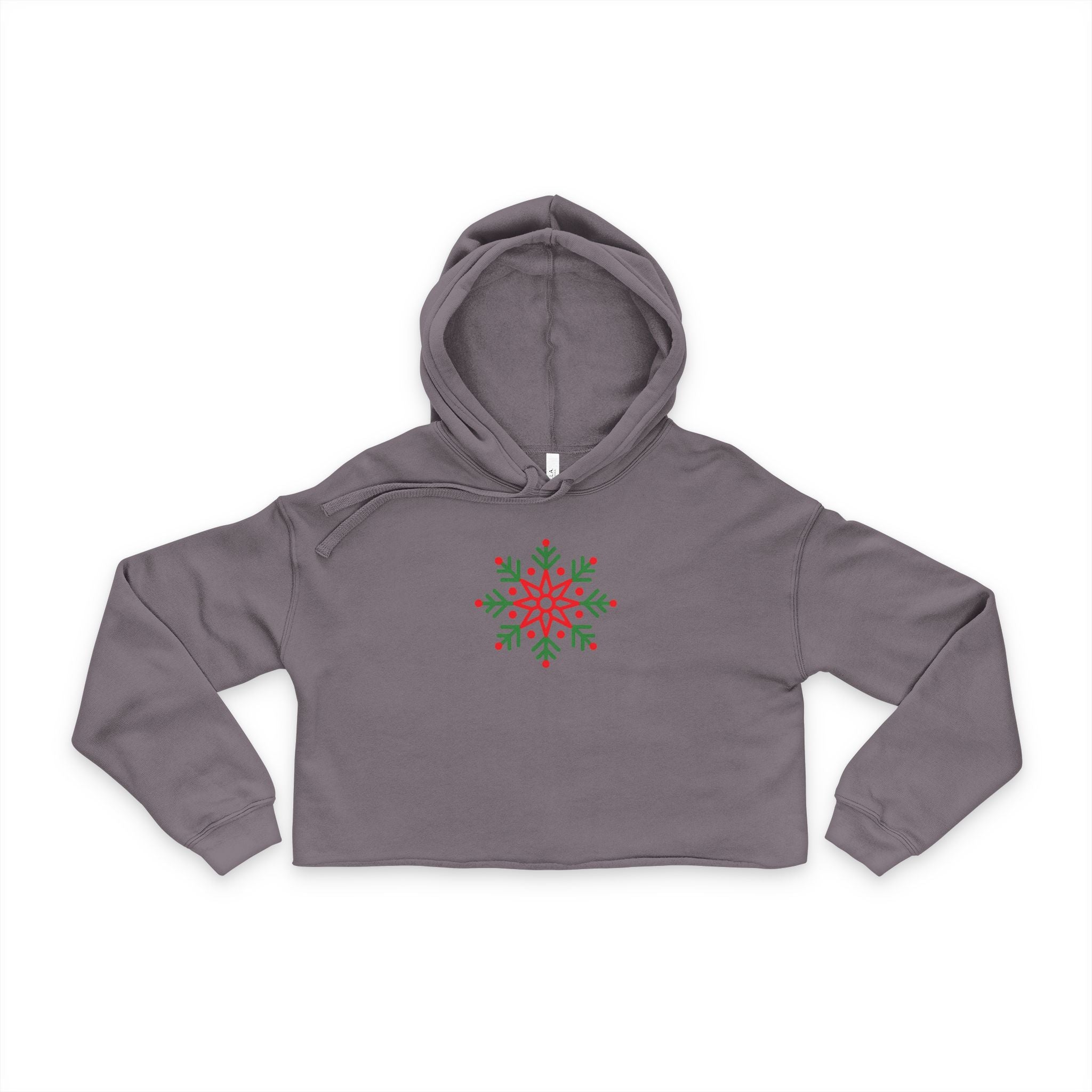 Women's Cropped Hoodie — Festive Christmas Snowflake Floral Cropped Hoodie