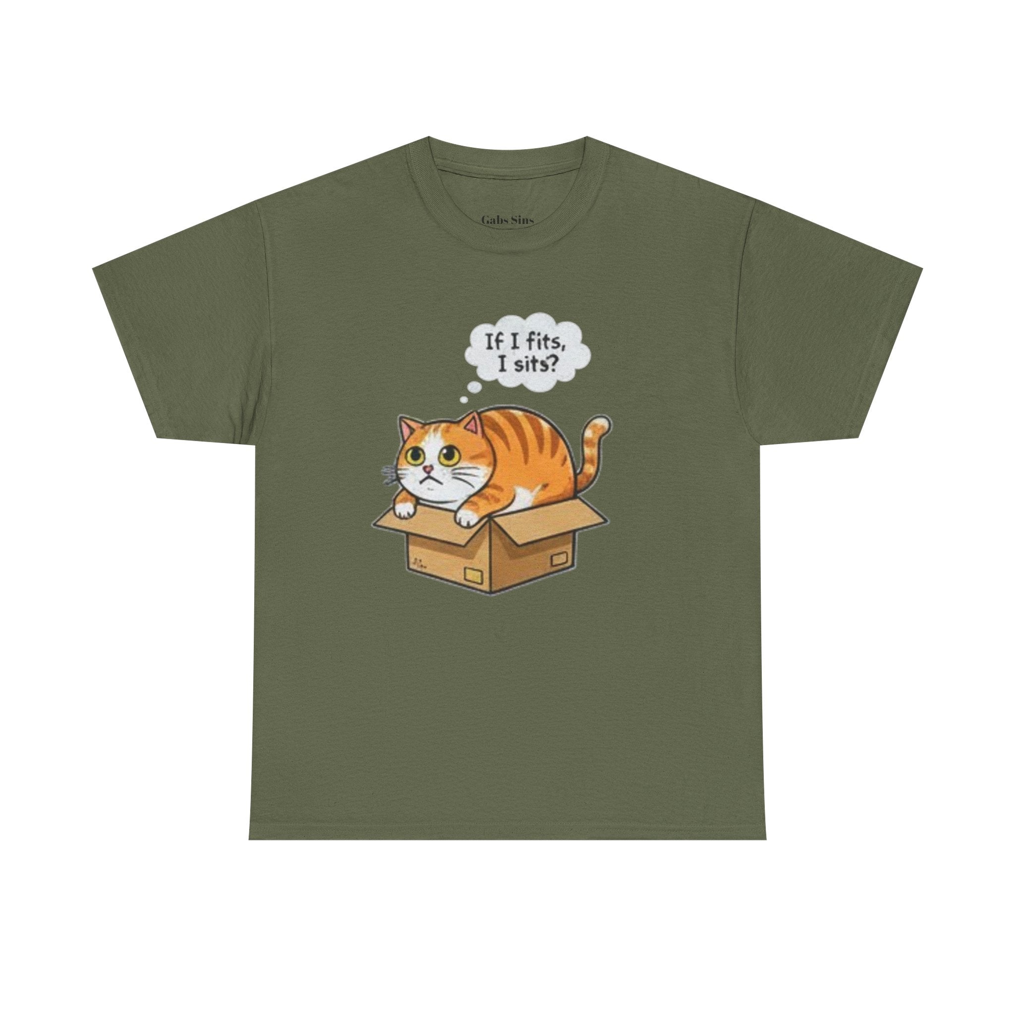 Cat T-Shirt – "If I fits, I sits" Cute Orange Cat in Box Tee