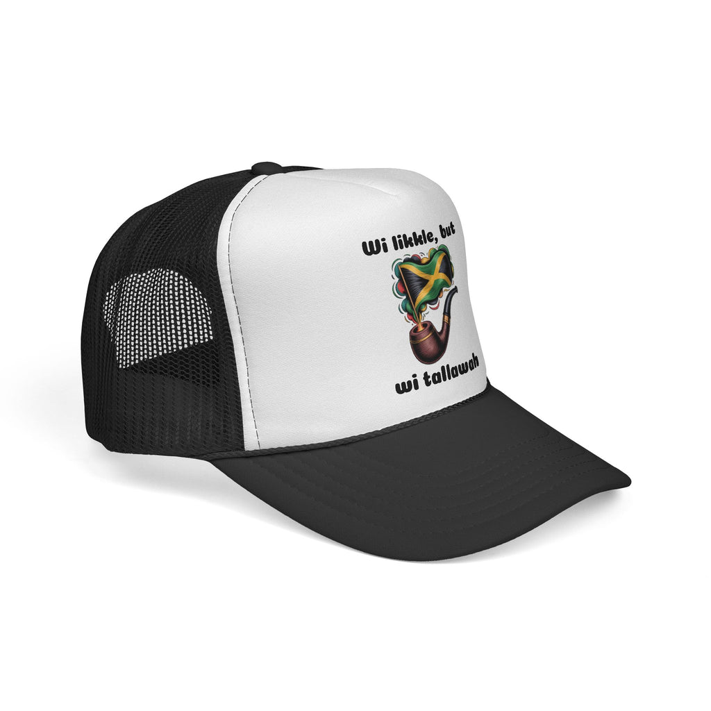 Trucker Cap — 'Wi likkle, but wi tallawah' Jamaican Flag Heart Design