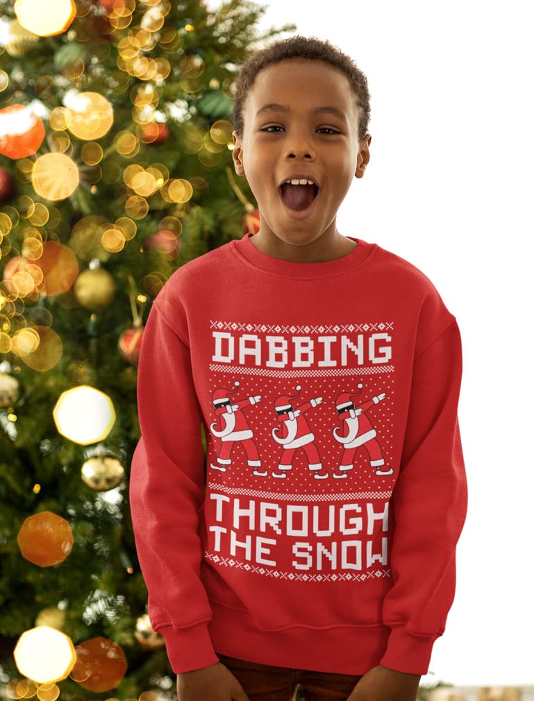 Tstars Dabbing Santa Kids Christmas Sweatshirt - Funny Ugly Holiday Sweater Style Pullover for Boys & Youth