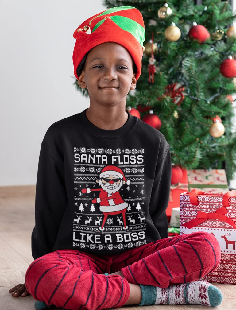 Tstars Dabbing Santa Kids Christmas Sweatshirt - Funny Ugly Holiday Sweater Style Pullover for Boys & Youth