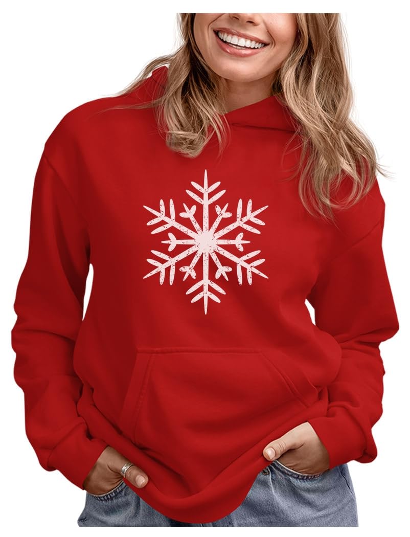 Tstars Holiday Snowflake Hoodie for Women - Festive Christmas Pullover Sweatshirt for Teen Girls & Winter Outfits