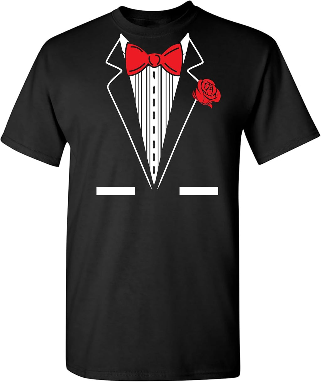 Tuxedo Shirts for Men Novelty Graphic Funny Formal Classic Black White Tux Print Casual Wedding Bachelor Prom T-Shirt