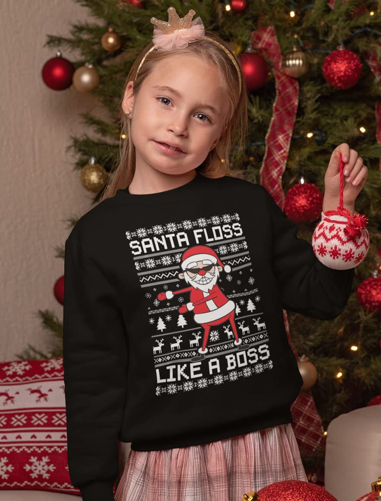 Tstars Dabbing Santa Kids Christmas Sweatshirt - Funny Ugly Holiday Sweater Style Pullover for Boys & Youth