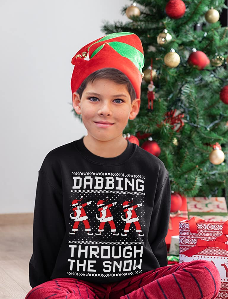 Tstars Dabbing Santa Kids Christmas Sweatshirt - Funny Ugly Holiday Sweater Style Pullover for Boys & Youth