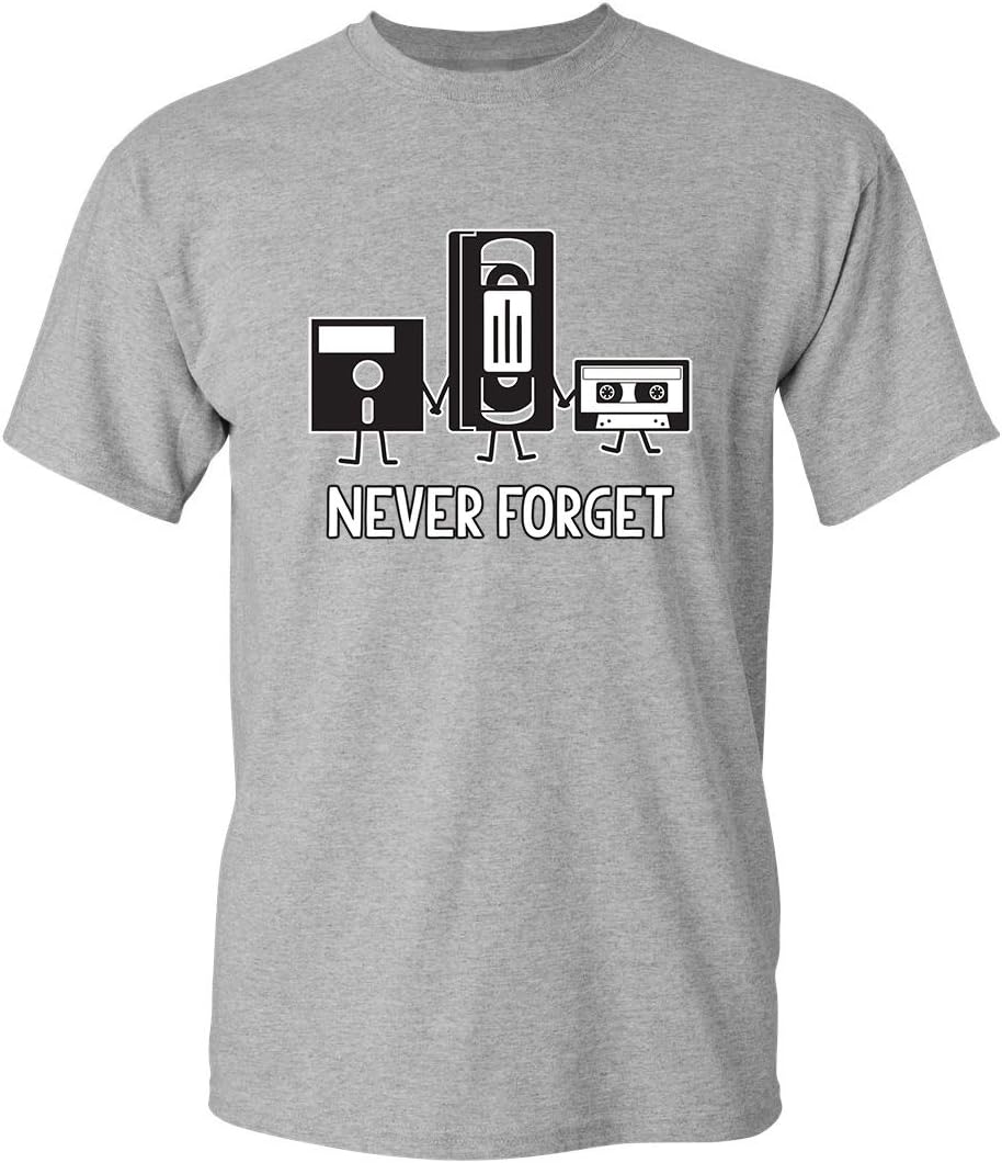 Never Forget Mens Cassette Tape VHS Music Old School Mens Retro Funny T Shirt