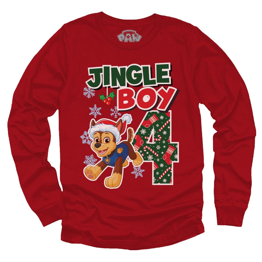 Paw Patrol Pup Chase 4th Birthday Long Sleeve Shirt for Toddler Boys - Party Outfit & Gift Idea for 4 Year Old