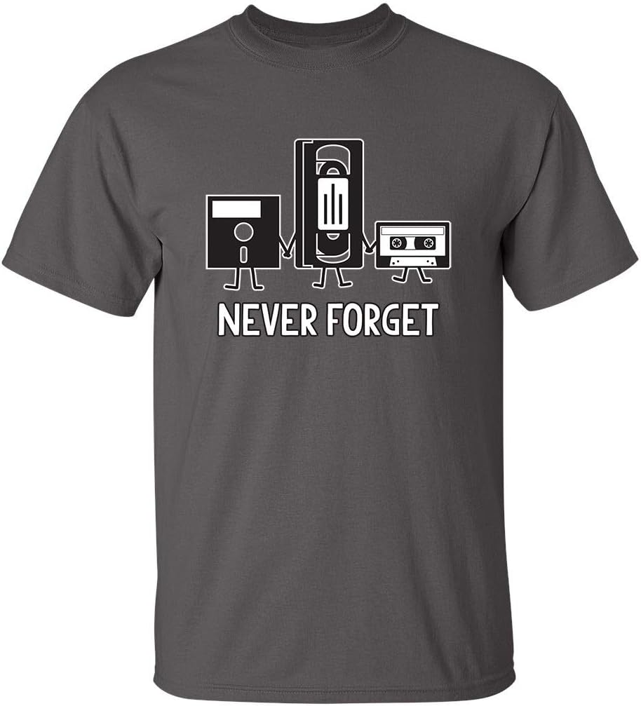 Never Forget Mens Cassette Tape VHS Music Old School Mens Retro Funny T Shirt