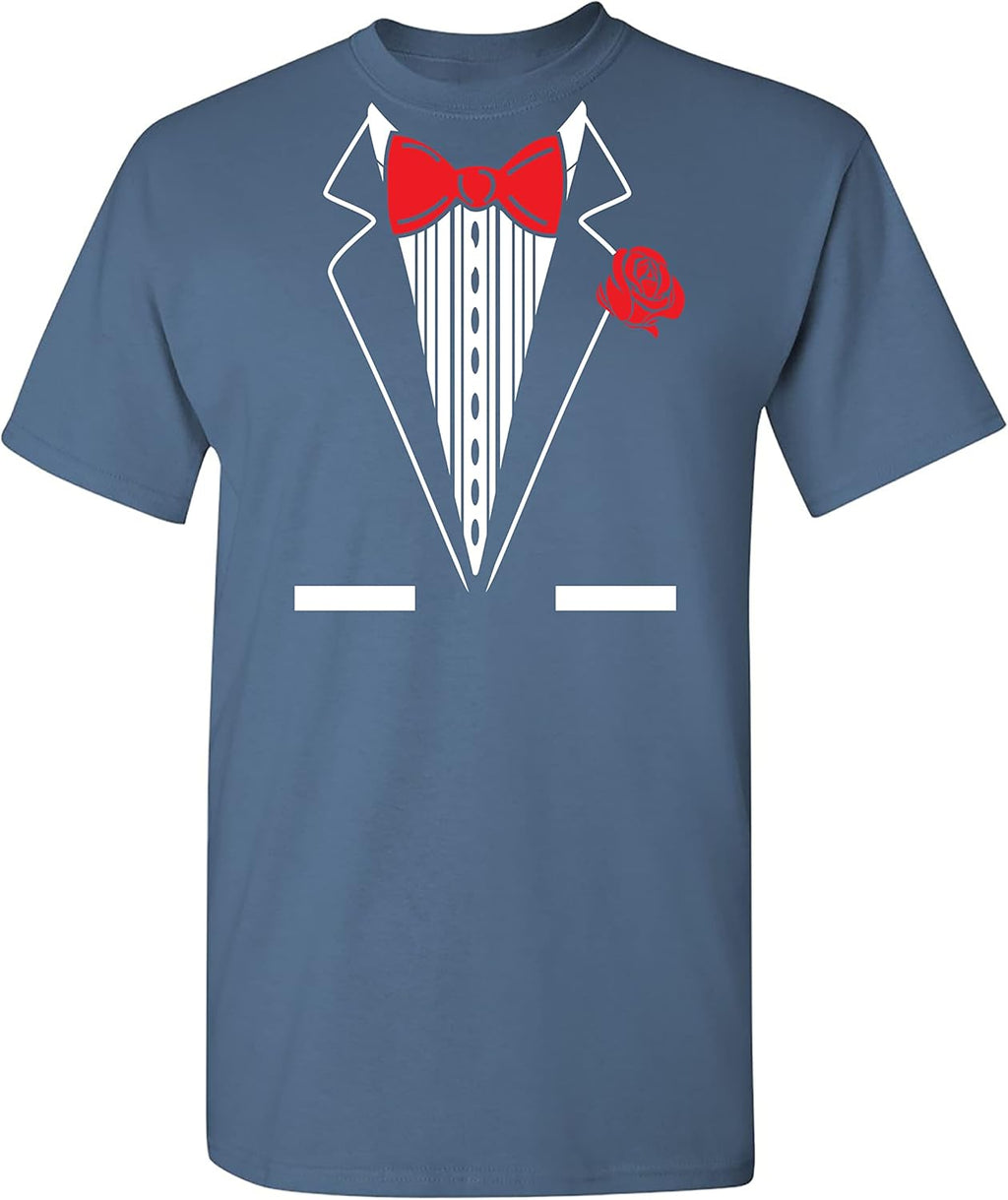 Tuxedo Shirts for Men Novelty Graphic Funny Formal Classic Black White Tux Print Casual Wedding Bachelor Prom T-Shirt