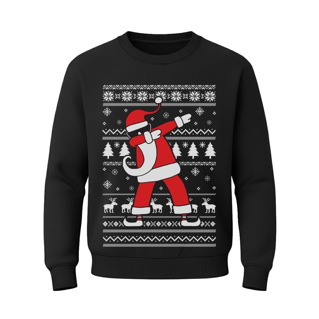 Tstars Dabbing Santa Kids Christmas Sweatshirt - Funny Ugly Holiday Sweater Style Pullover for Boys & Youth