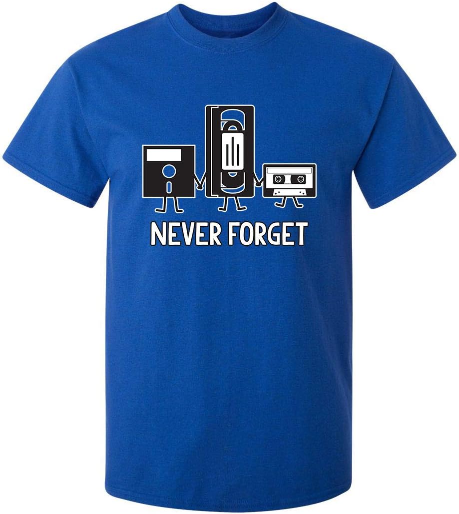 Never Forget Mens Cassette Tape VHS Music Old School Mens Retro Funny T Shirt