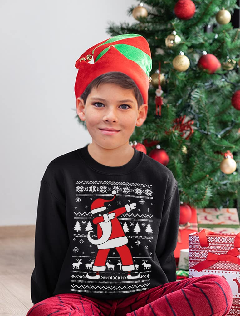 Tstars Dabbing Santa Kids Christmas Sweatshirt - Funny Ugly Holiday Sweater Style Pullover for Boys & Youth