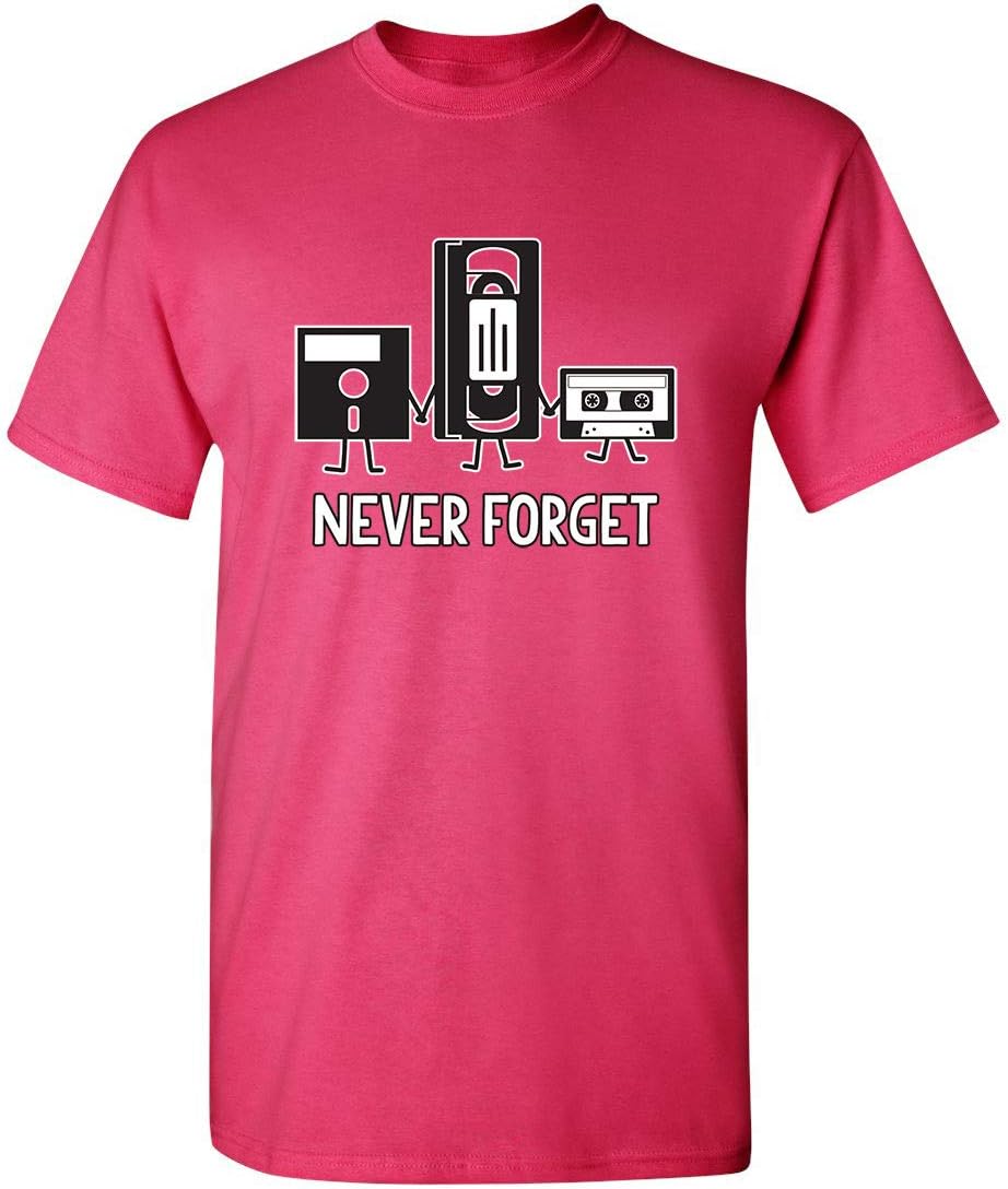 Never Forget Mens Cassette Tape VHS Music Old School Mens Retro Funny T Shirt