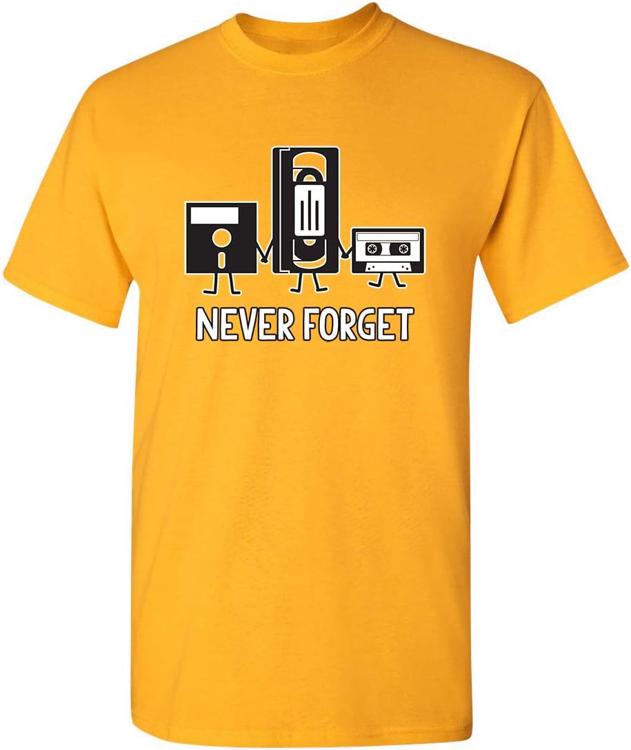 Never Forget Mens Cassette Tape VHS Music Old School Mens Retro Funny T Shirt