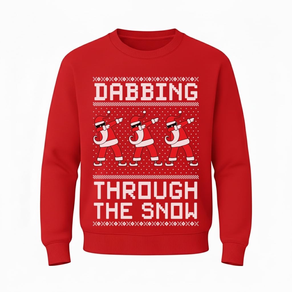 Tstars Dabbing Santa Kids Christmas Sweatshirt - Funny Ugly Holiday Sweater Style Pullover for Boys & Youth