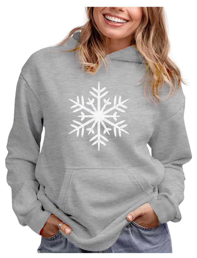 Tstars Holiday Snowflake Hoodie for Women - Festive Christmas Pullover Sweatshirt for Teen Girls & Winter Outfits
