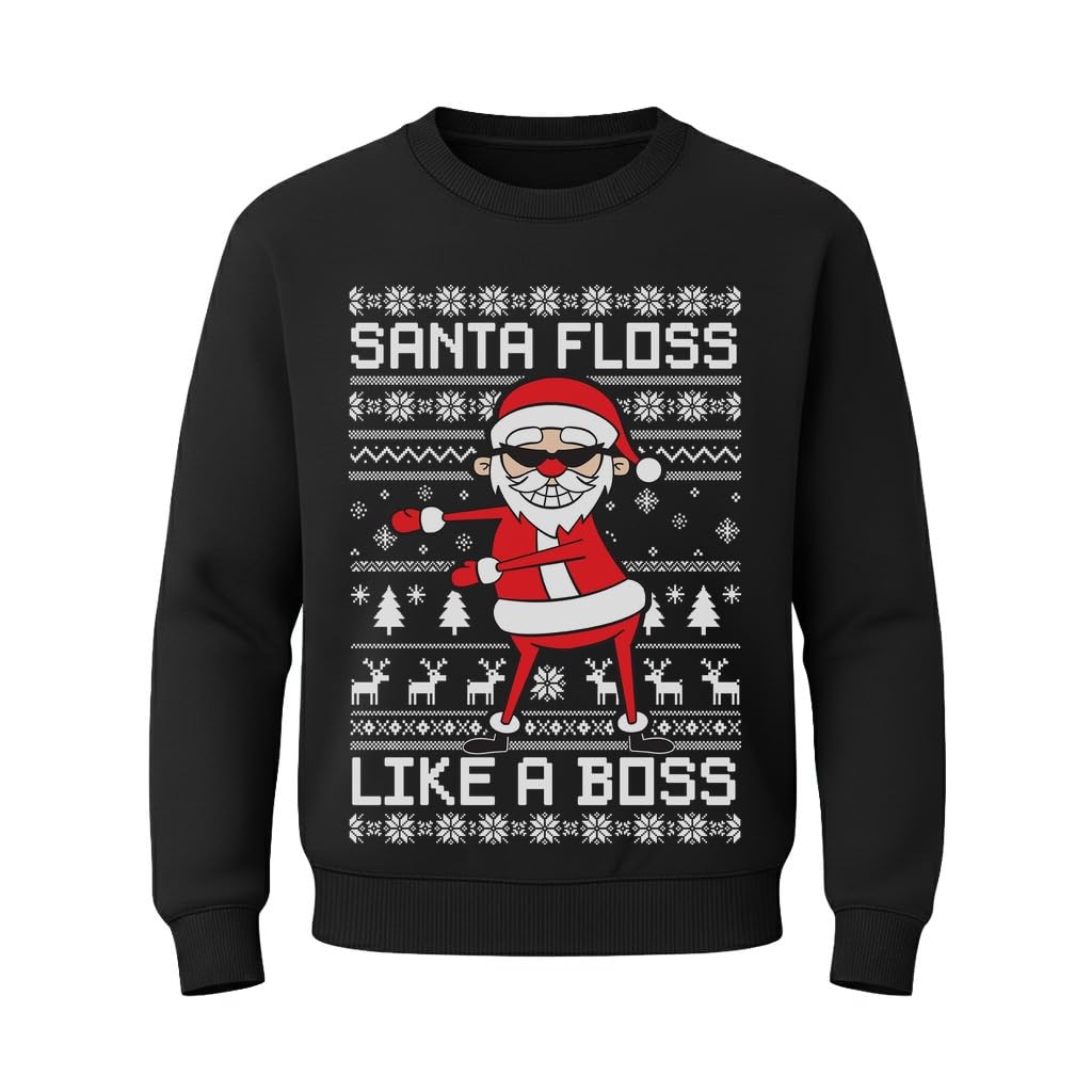 Tstars Dabbing Santa Kids Christmas Sweatshirt - Funny Ugly Holiday Sweater Style Pullover for Boys & Youth