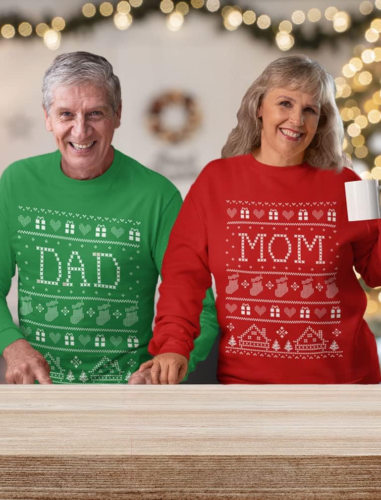 Tstars Matching Christmas Sweatshirts for Mom and Dad - Funny Ugly Xmas Sweater Style Holiday Outfits for Couples