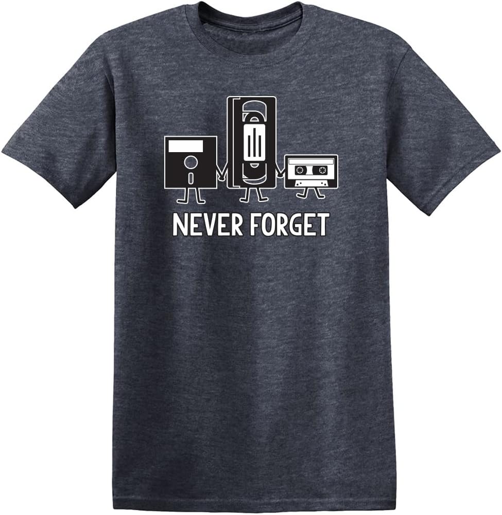 Never Forget Mens Cassette Tape VHS Music Old School Mens Retro Funny T Shirt