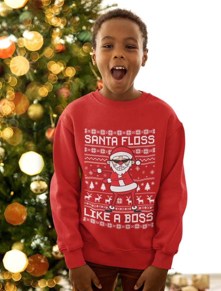 Tstars Dabbing Santa Kids Christmas Sweatshirt - Funny Ugly Holiday Sweater Style Pullover for Boys & Youth