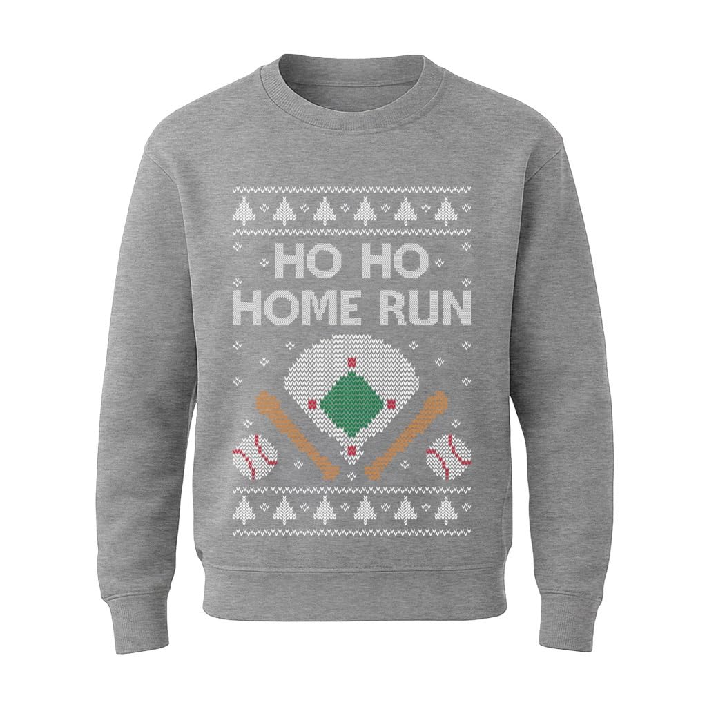 Tstars Ho Ho Home Run Baseball Christmas Sweatshirt - Youth Holiday Pullover for Kids Gift Party School Winter Outfit