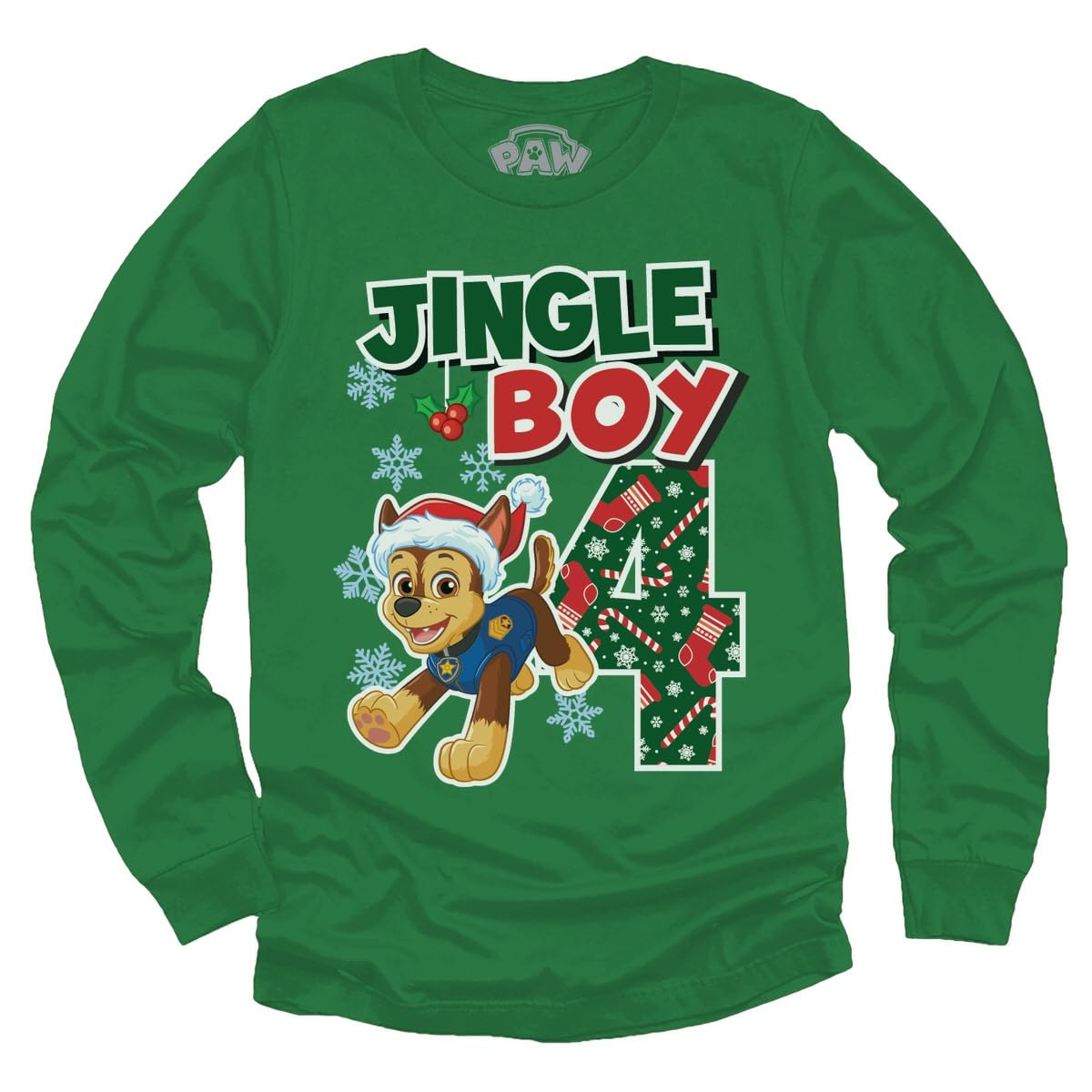 Paw Patrol Pup Chase 4th Birthday Long Sleeve Shirt for Toddler Boys - Party Outfit & Gift Idea for 4 Year Old