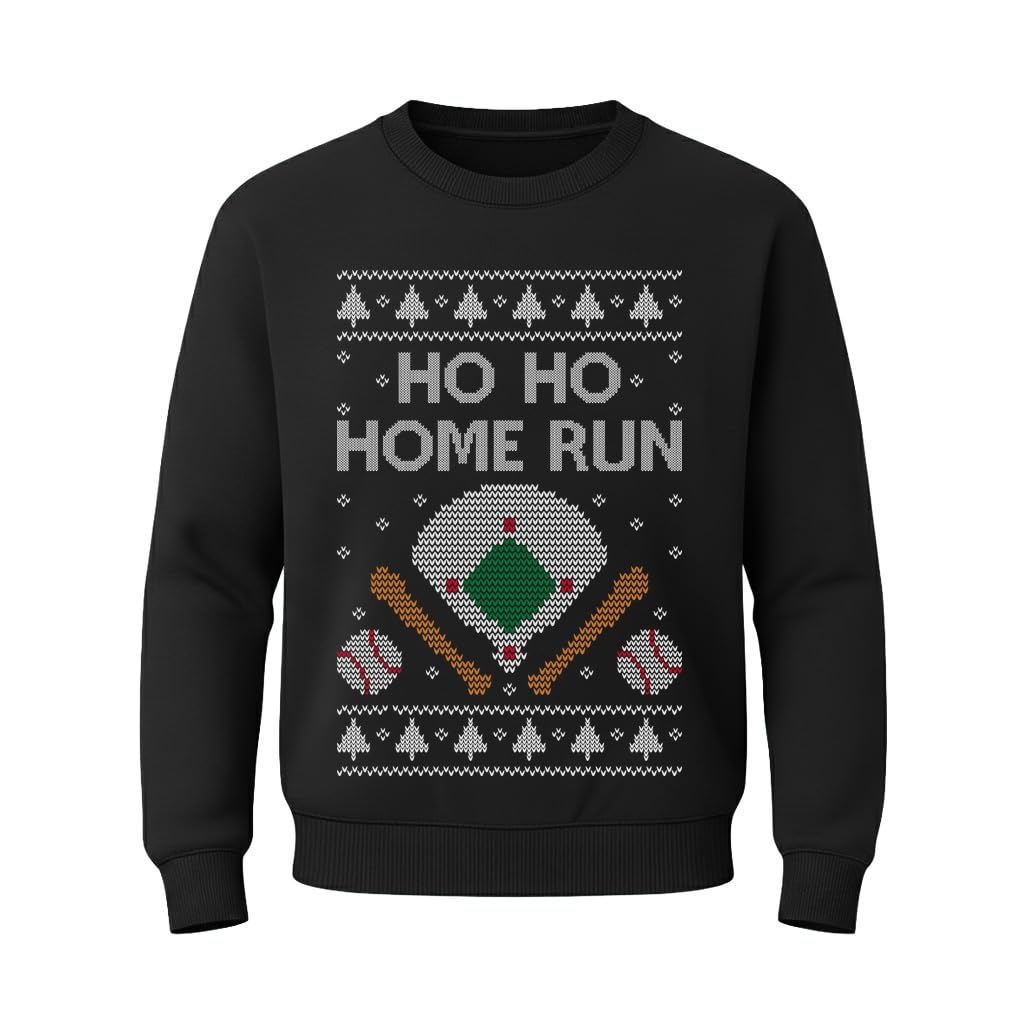 Tstars Ho Ho Home Run Baseball Christmas Sweatshirt - Youth Holiday Pullover for Kids Gift Party School Winter Outfit