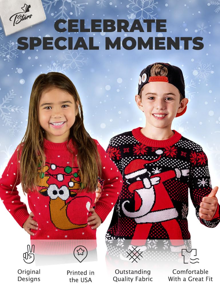 Tstars Construction Trucks Christmas Sweater - Holiday Pullover for Toddler Boys & Kids with Tractors & Bulldozers