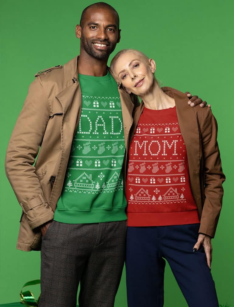 Tstars Matching Christmas Sweatshirts for Mom and Dad - Funny Ugly Xmas Sweater Style Holiday Outfits for Couples