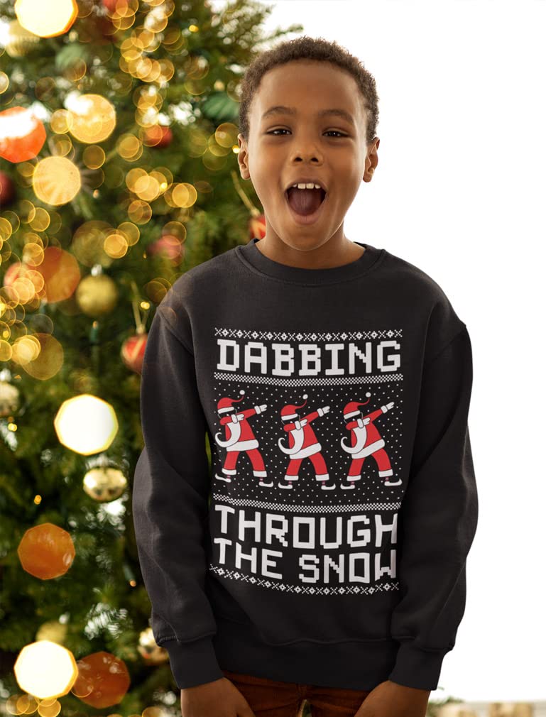 Tstars Dabbing Santa Kids Christmas Sweatshirt - Funny Ugly Holiday Sweater Style Pullover for Boys & Youth