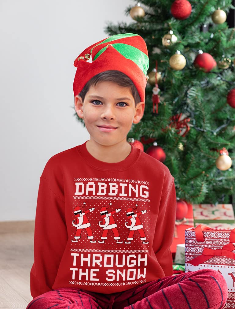 Tstars Dabbing Santa Kids Christmas Sweatshirt - Funny Ugly Holiday Sweater Style Pullover for Boys & Youth