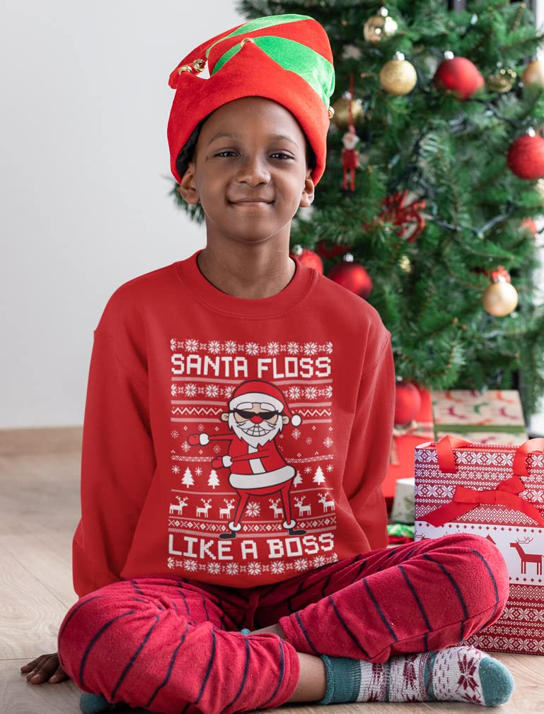 Tstars Dabbing Santa Kids Christmas Sweatshirt - Funny Ugly Holiday Sweater Style Pullover for Boys & Youth