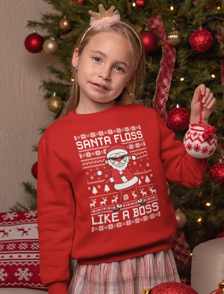 Tstars Dabbing Santa Kids Christmas Sweatshirt - Funny Ugly Holiday Sweater Style Pullover for Boys & Youth